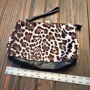 Cavalcanti LARGE Animal Print Leather Calf Hair cosmetics clutch bag strap Italy